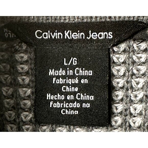 Calvin Klein Mens Waffle Knit Cotton Mock Neck Full Zip Jacket Gray Size Large - Picture 9 of 14